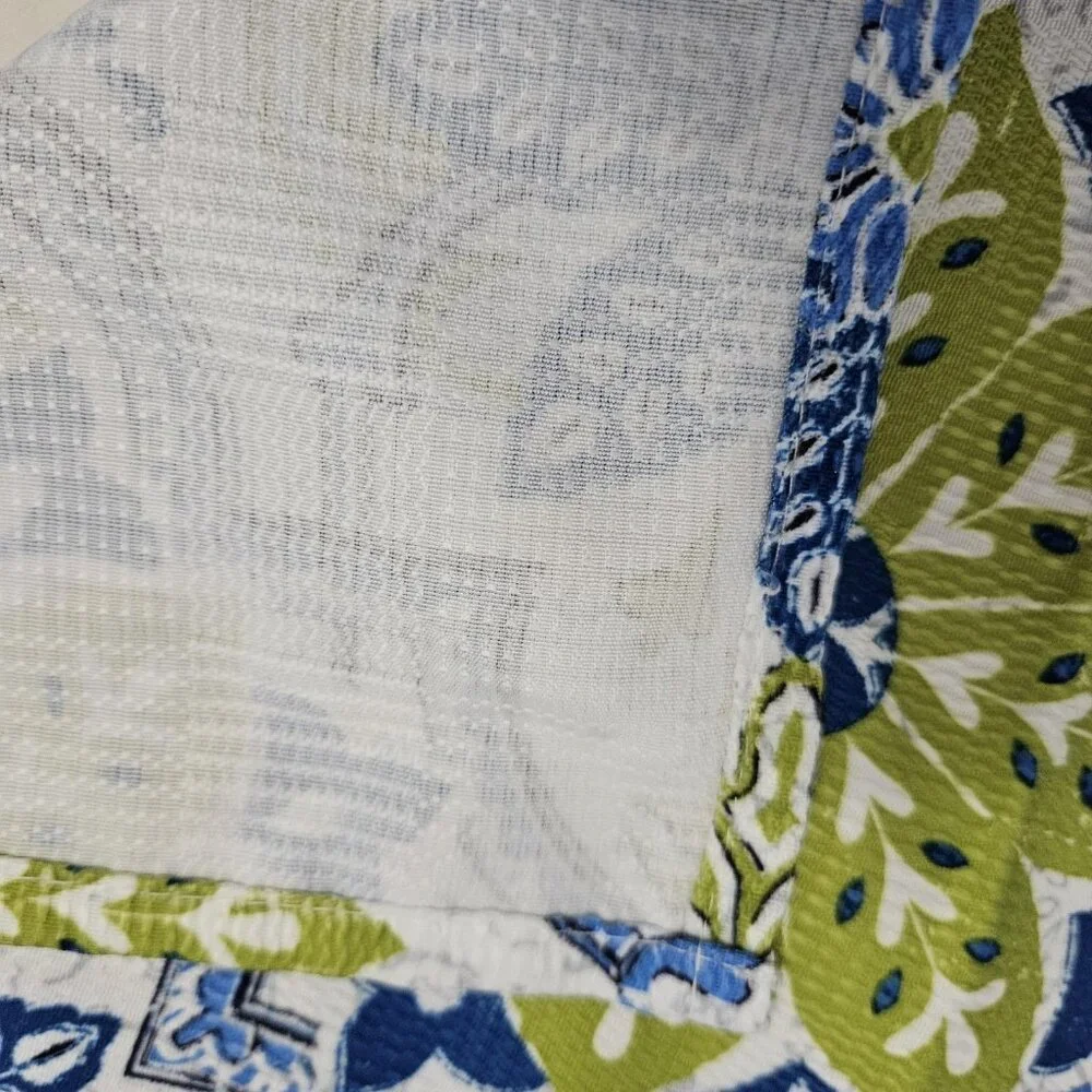 Set 4 Cloth Napkins 18x18 Blue Green Floral Microfiber Mediterranean Tile Table